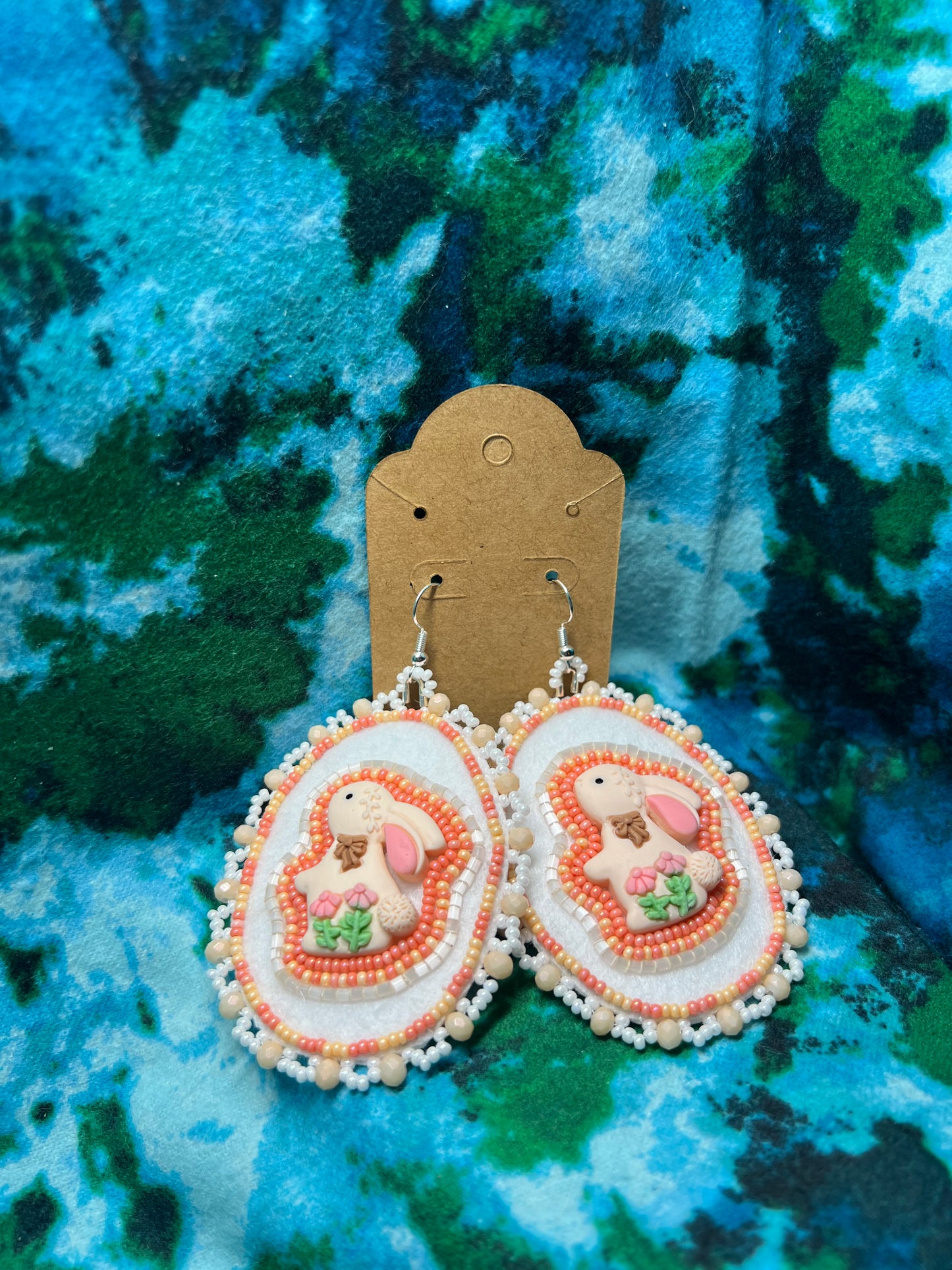 Orange Easter Bunny Earrings