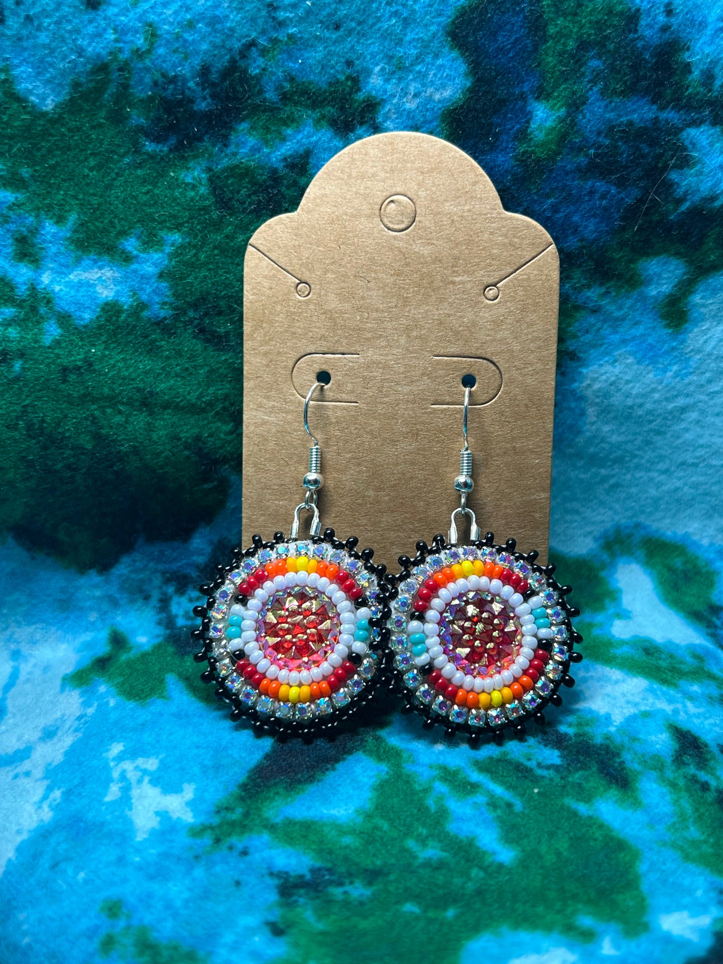mini fire color earrings-red
