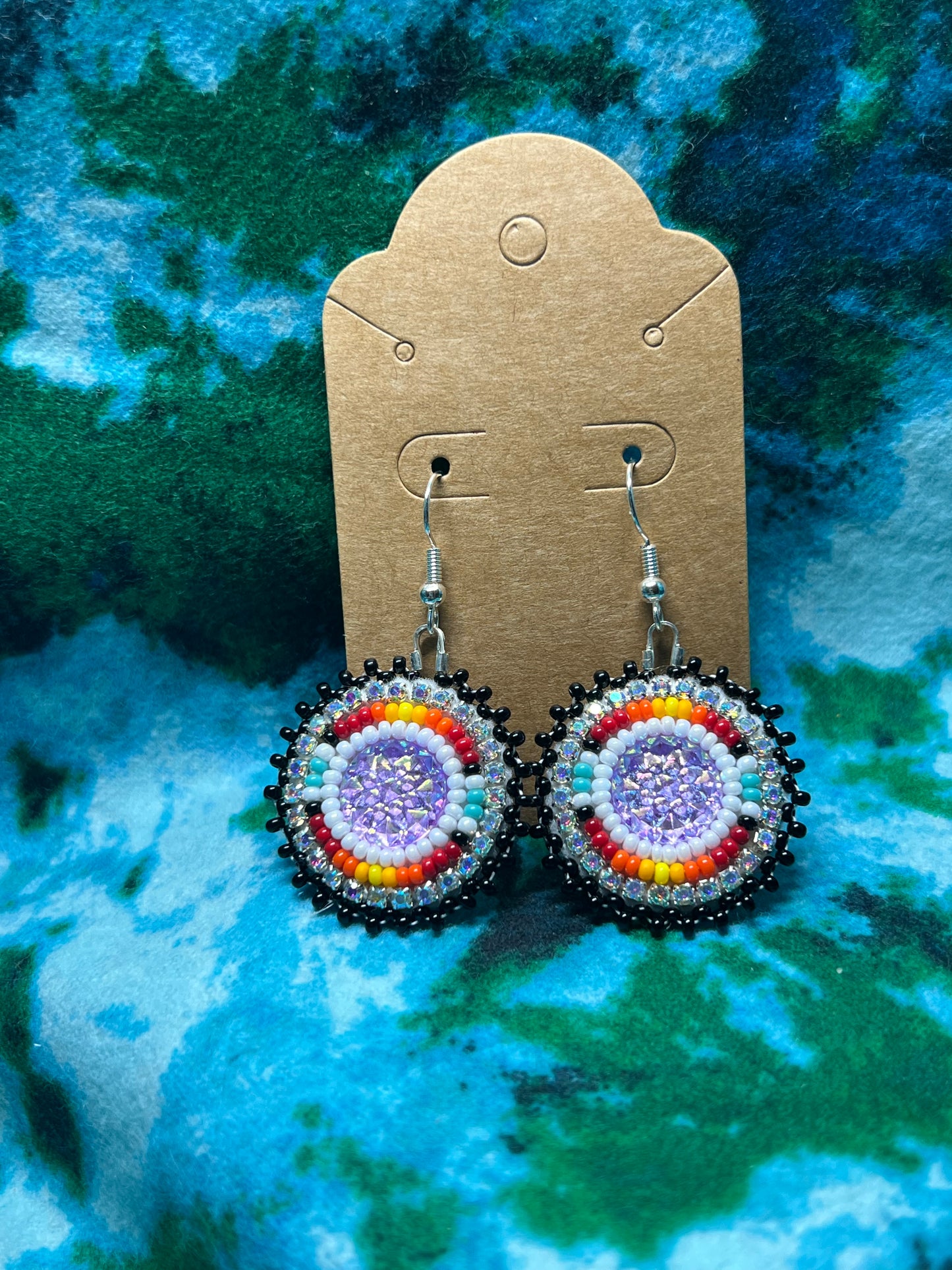 mini fire color earrings-purple