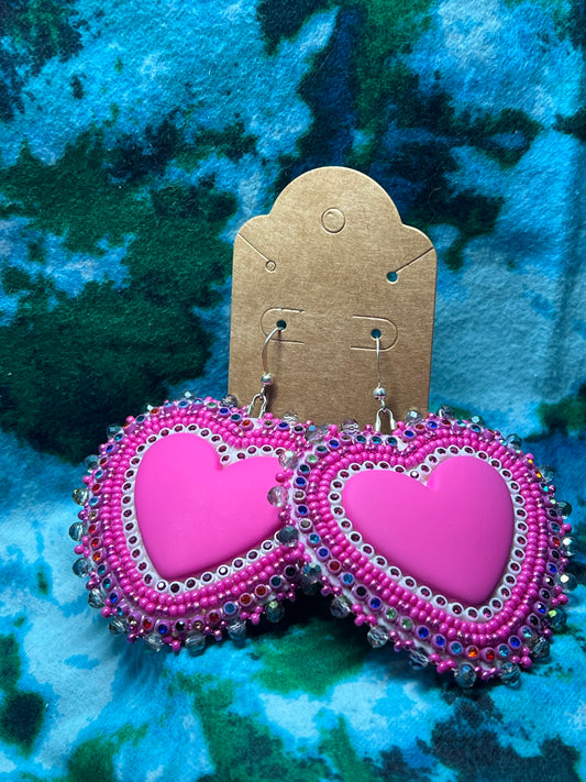 Hot Pink Colorful Heart earrings