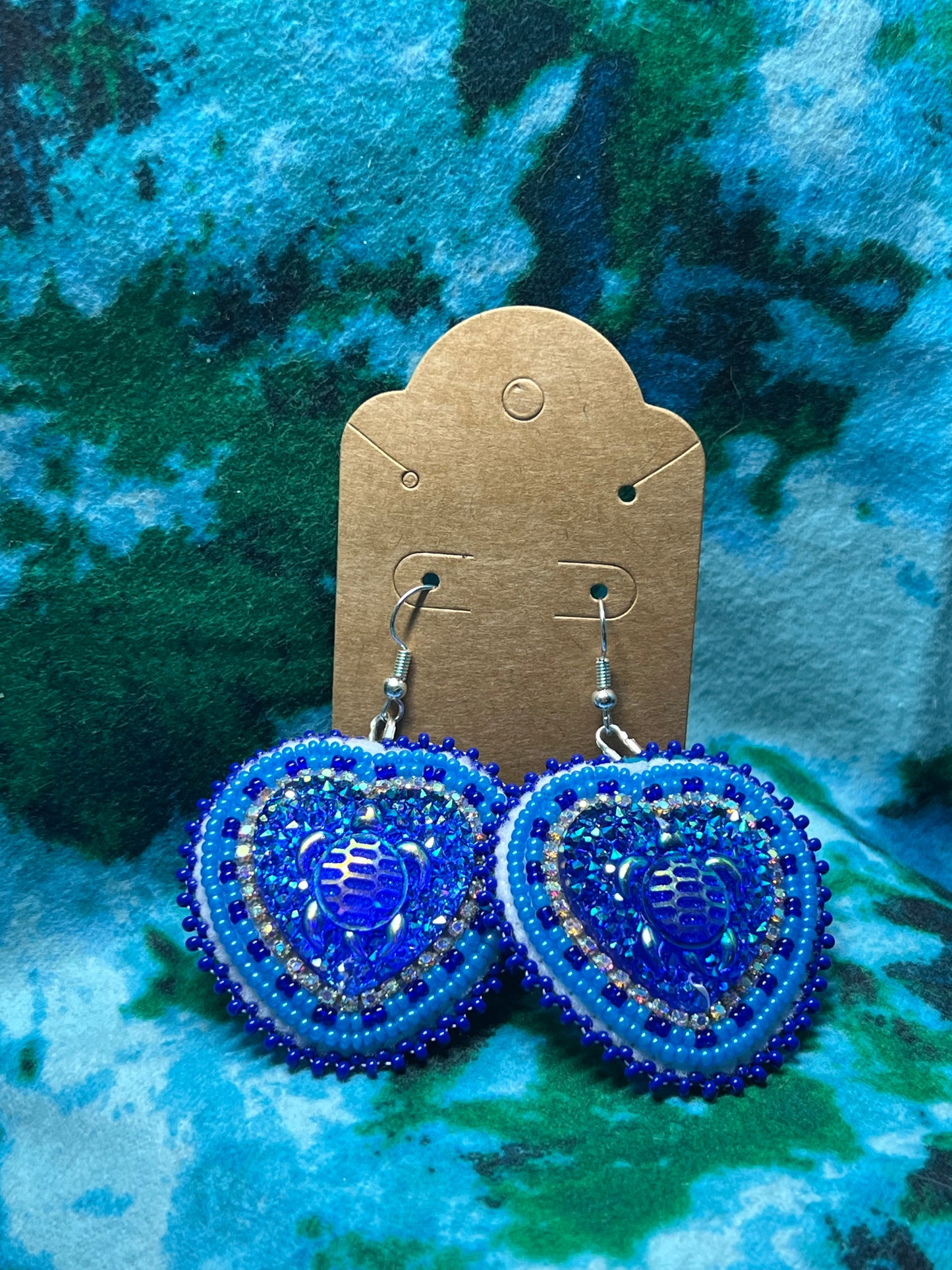 Turtle resin earrings-Royal Blue