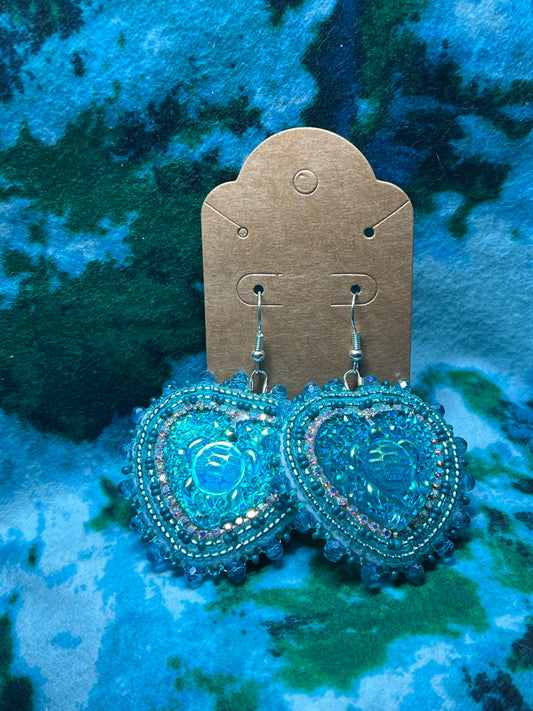 Turtle resin earring-Blue Green