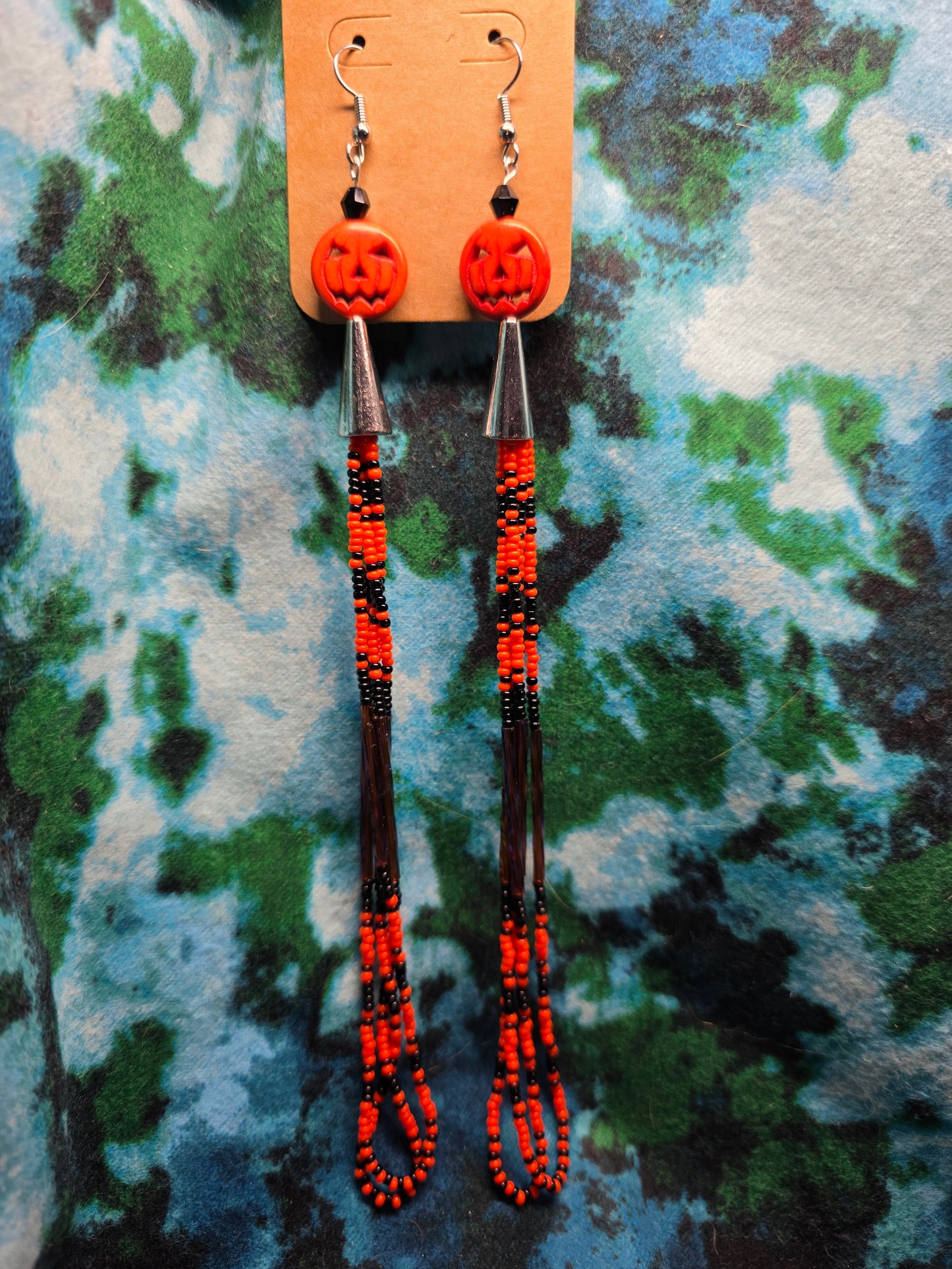 Orange and Black Halloween Dangle Earrings